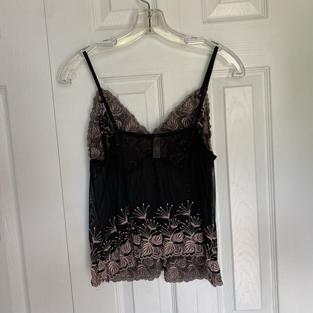 Cacique cami lingerie black lace sheer embroidered stretch 14/16 - Picture 11 of 16
